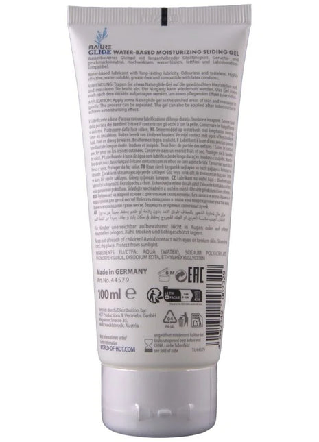 Weißer plastiktube des nature glide wasserbasierten feuchtigkeitsspendenden gleitgels hot nature glide 100 ml