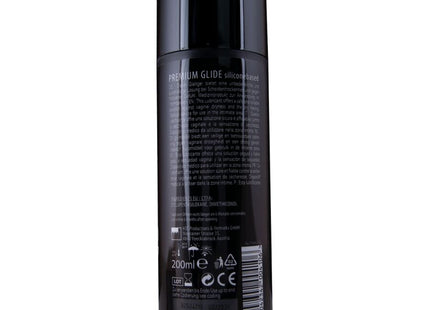 Schwarze zylindrische flasche mit 200 ml hot premium silikonbasierendem gleitmittel aus silikongleitmittel