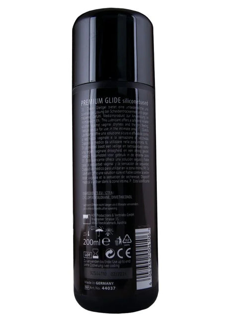 Schwarze zylindrische flasche mit 200 ml hot premium silikonbasierendem gleitmittel aus silikongleitmittel