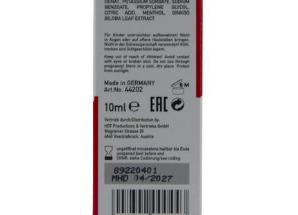 Rote und weiße kartonverpackung für hot rhino long power spray 10 ml e produkt hergestellt in deutschland