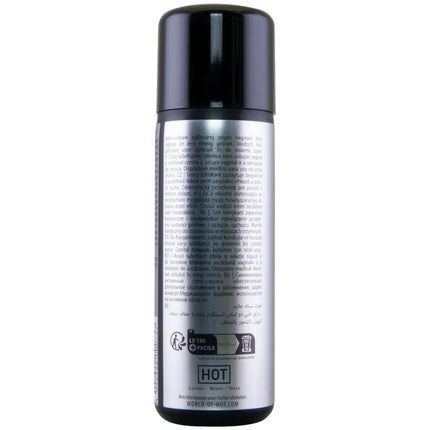 Schwarze und silberne aerosoldose hot silc glide silikonbasiertes schmiermittel mit mehrsprachigem etikett