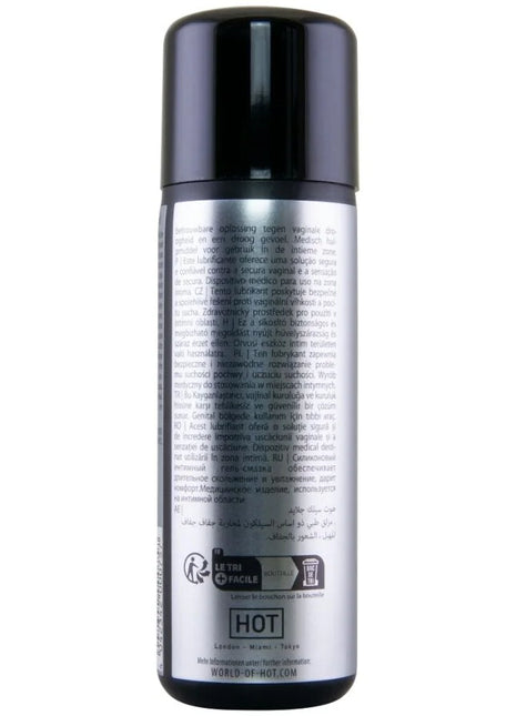 Schwarze und silberne aerosoldose hot silc glide silikonbasiertes schmiermittel mit mehrsprachigem etikett