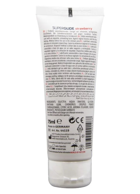 Weiße tube superglide erdbeer wasserbasiertes gleitmittel 75 ml hergestellt in deutschland