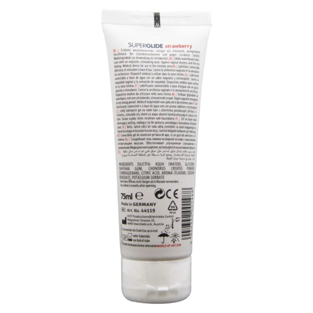 Weiße tube superglide erdbeer wasserbasiertes gleitmittel 75 ml hergestellt in deutschland