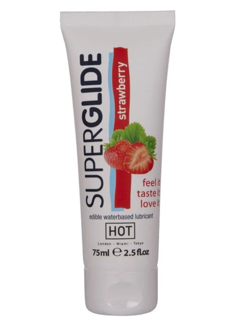 Weiße tube superglue erdbeer aromatisiertes essbares wasserbasiertes gleitgel hot superglide 75 ml