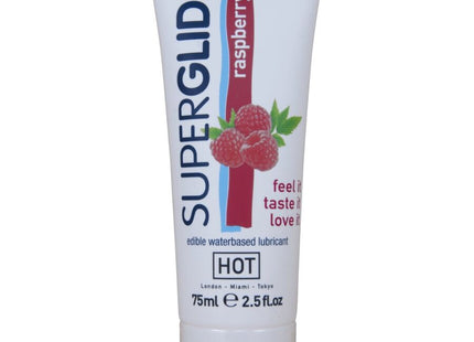 Weiße tube superglue raspberry aromatisiertes essbares wasserbasiertes gleitmittel hot superglide 75 ml