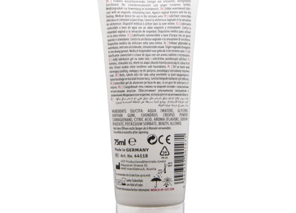 Weißes tube superglide essbarer gleitmittel auf wasserbasis himbeere 75 ml sichtbar auf weißem hintergrund