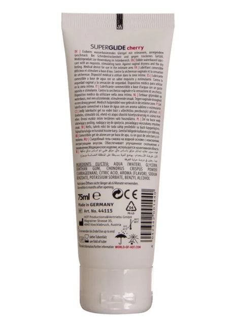 Weißes 75ml superglide essbares gleitmittel auf wasserbasis kirsche von hot productions in tube
