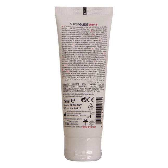 Weißes 75ml superglide essbares gleitmittel auf wasserbasis kirsche von hot productions in tube