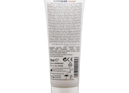 Weißer plastik-tube superguide kokosnuss feuchtigkeitscreme wasserbasiertes gleitmittel 75 ml rückseite