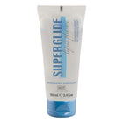 Weiße und blaue tube hot superglide liquid pleasure wasserbasierter gleitmittel 100 ml sichtbar