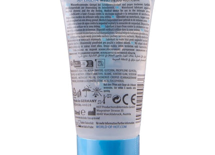 Ein transluzenter blauer schlauch mit superglide wasserbasiertem gleitmittel und silberner, gerillter kappe