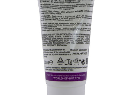 Weiße tube v-activ stimulierungcreme für frauen mit lila beschriftung 50 ml