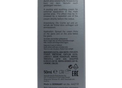 Silberne rechteckige dose hot verzögernde creme 50 ml kühlende und beruhigende creme für den männlichen genitalbereich
