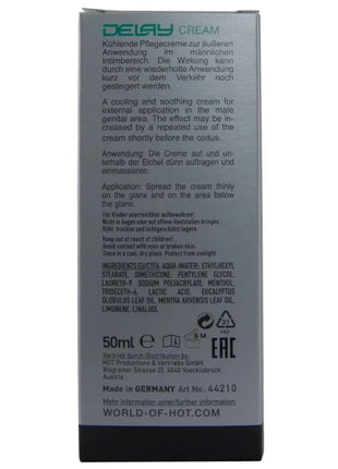 Silberne rechteckige dose hot verzögernde creme 50 ml kühlende und beruhigende creme für den männlichen genitalbereich