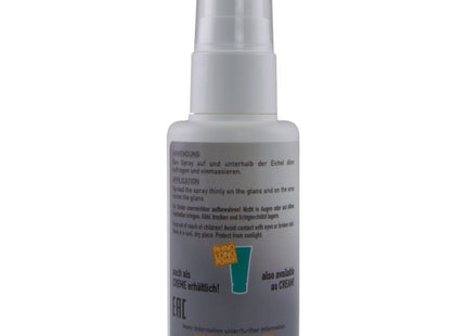 Weiße plastiksprühflasche mit klarem pumpzerstäuber und grauem etiketthot - verzögertes spray 50 ml von erc