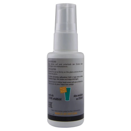 Weiße plastiksprühflasche mit klarem pumpzerstäuber und grauem etiketthot - verzögertes spray 50 ml von erc