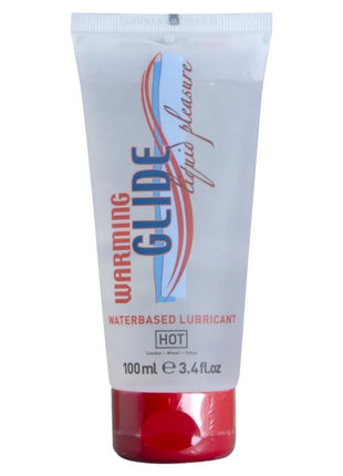 Transparente tube mit rotem verschluss und hot label mit warmendem gleitmittel auf wasserbasis 100 ml