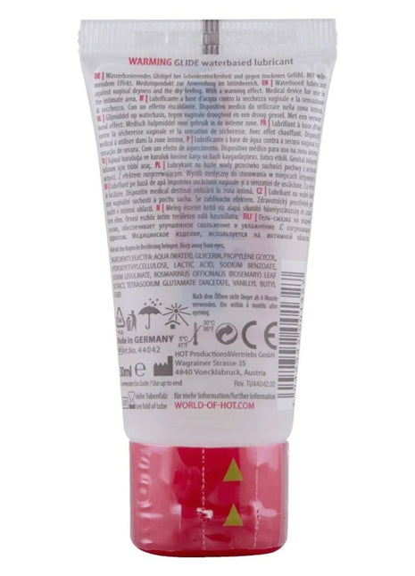 Roter schraubverschluss einer 30 ml warmendes gleitflüssiges gleitmittel auf wasserbasis hot