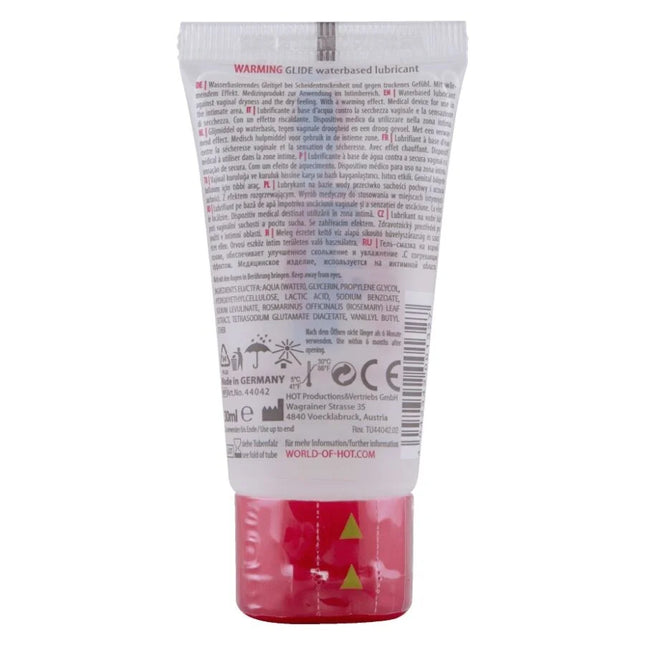 Roter schraubverschluss einer 30 ml warmendes gleitflüssiges gleitmittel auf wasserbasis hot