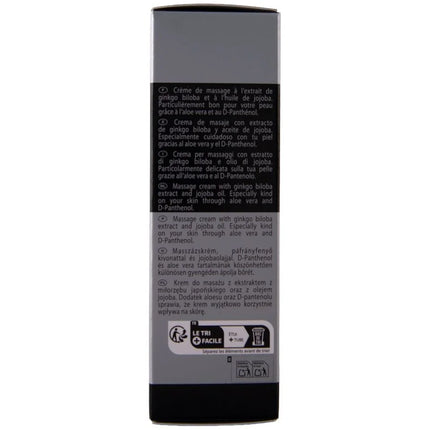 Ein schlanker schwarzer tube hot xxl creme für männer 50 ml mit mehrsprachiger beschriftung und le tri facile recycling symbol