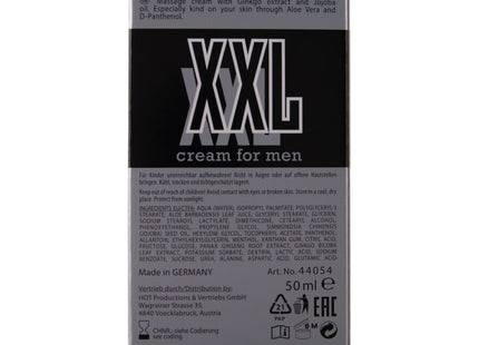 Schwarze und silberne xxl creme für männer 50 ml mit mattem finish und weißem text auf der verpackung