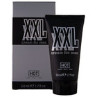Schwarze tube hot xxl creme für männer 50 ml mit fettem silberschriftzug und mattem finish