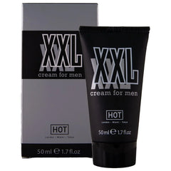 Schwarze tube hot xxl creme für männer 50 ml mit fettem silberschriftzug und mattem finish