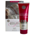 Ein glänzender rot weißer tube hot xxl po booster creme 100 ml mit silbernem xxl logo für perfekte kurven
