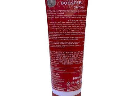 Röre roter booster creme mit weißem deckel und inhaltsstoffangaben auf der rückseite produkt hot xxl po-booster-creme 100 ml