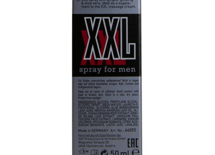 Schwarze und silberne xxl spray für männer 50 ml flasche mit roten akzenten und rechteckigem design