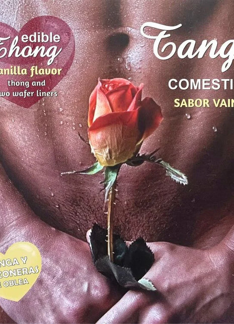 Vanille aromatisierter essbarer herren-tanga mit zwei waffel-linern von hotflowers für sinnlichen genuss