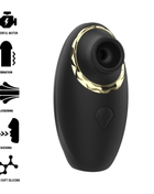 Schwarzer und goldener ibiza silikonvibrator mit ergonomischem 3-in-1 saugen lecken und pulsieren design