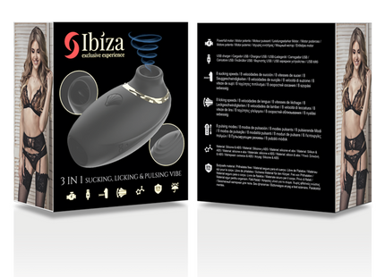 Schwarzer silicone ibizan 3 in 1 saugen leckend und pulsierender vibra mit gold akzent verfassung
