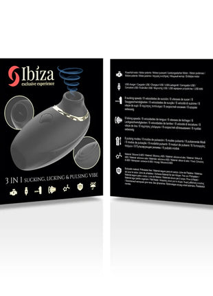 Schwarzer silicone ibizan 3 in 1 saugen leckend und pulsierender vibra mit gold akzent verfassung