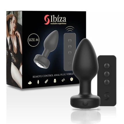 Schwarzer silikon anal-stecker vibrator mit fernbedienung in größe m inklusive passender rechteckiger fernbedienung