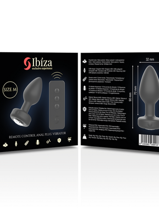 Ibiza anal-stecker mit fernbedienung größe m grauer silikon vibrierender stopper mit tapered design und led-licht