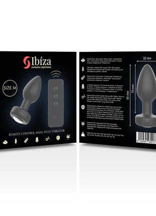 Ibiza anal-stecker mit fernbedienung größe m grauer silikon vibrierender stopper mit tapered design und led-licht