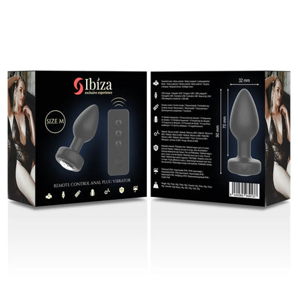 Ibiza anal-stecker mit fernbedienung größe m grauer silikon vibrierender stopper mit tapered design und led-licht