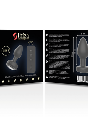 Schwarzer silikon anal-stecker mit fernbedienung und ladestation ibizan exclusive experience, größe s