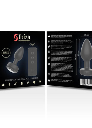 Schwarzer silikon anal-stecker mit fernbedienung und ladestation ibizan exclusive experience, größe s