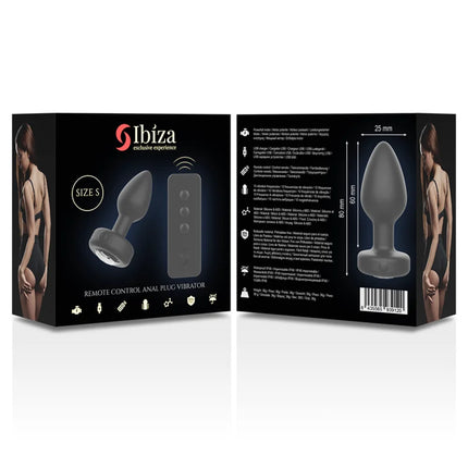 Schwarzer silikon anal-stecker mit fernbedienung und ladestation ibizan exclusive experience, größe s