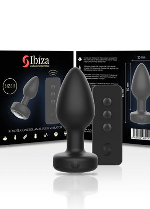 Schwarzer silikon anal-stecker ibiza mit fernbedienung und drei tasten in größe s