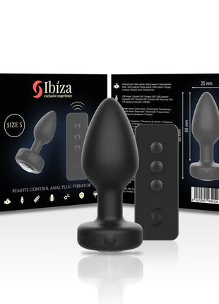 Schwarzer silikon anal-stecker ibiza mit fernbedienung und drei tasten in größe s