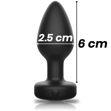 Schwarzer silikon anal-stecker ibiza mit fernbedienung größe s 6 cm lang 2,5 cm breit