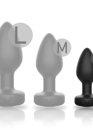 Set aus drei grauen und schwarzen silikon analstöpseln ibiza mit fernbedienung in den größen s m l
