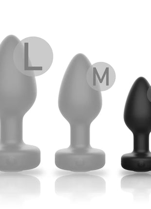Set aus drei grauen und schwarzen silikon analstöpseln ibiza mit fernbedienung in den größen s m l