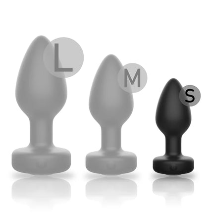 Set aus drei grauen und schwarzen silikon analstöpseln ibiza mit fernbedienung in den größen s m l