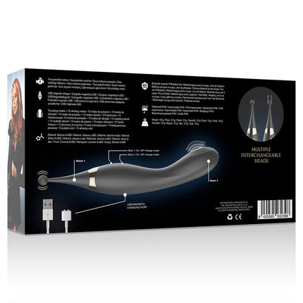Schwarzer und goldener ibiza klitorest stimulator und pulsations g punkt vibrator aus silikon mit austauschbaren köpfen