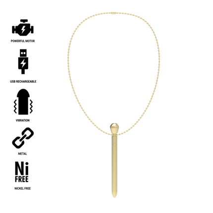 IBIZA - Clit Pocket Stimulator Halsband USB-Aufladung 12 Vibrationsmodi Golden 12,2 x 1,5